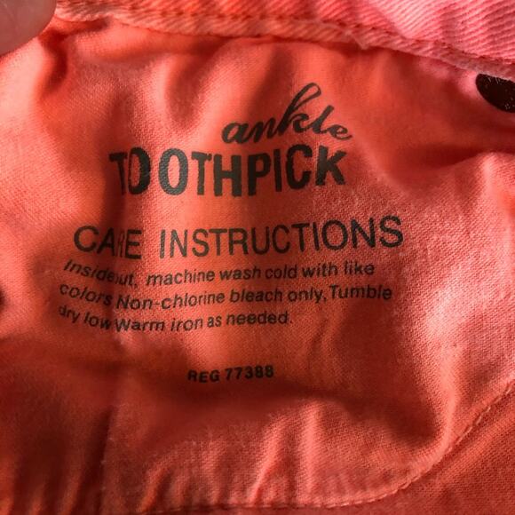 J Crew neon pink toothpick ankle jeans size 26 - Picture 5 of 9